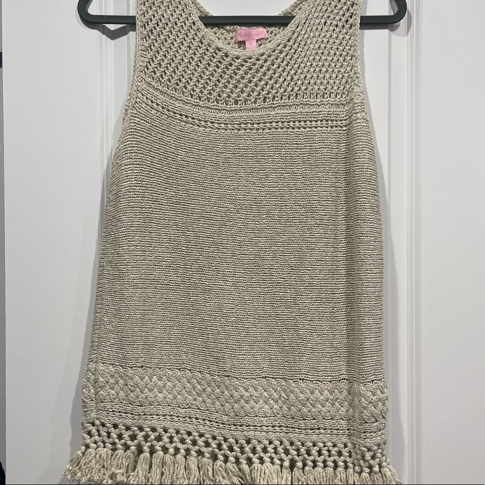 Lilly pulitzer limon sweater sleeveless metallic top - Picture 3 of 10